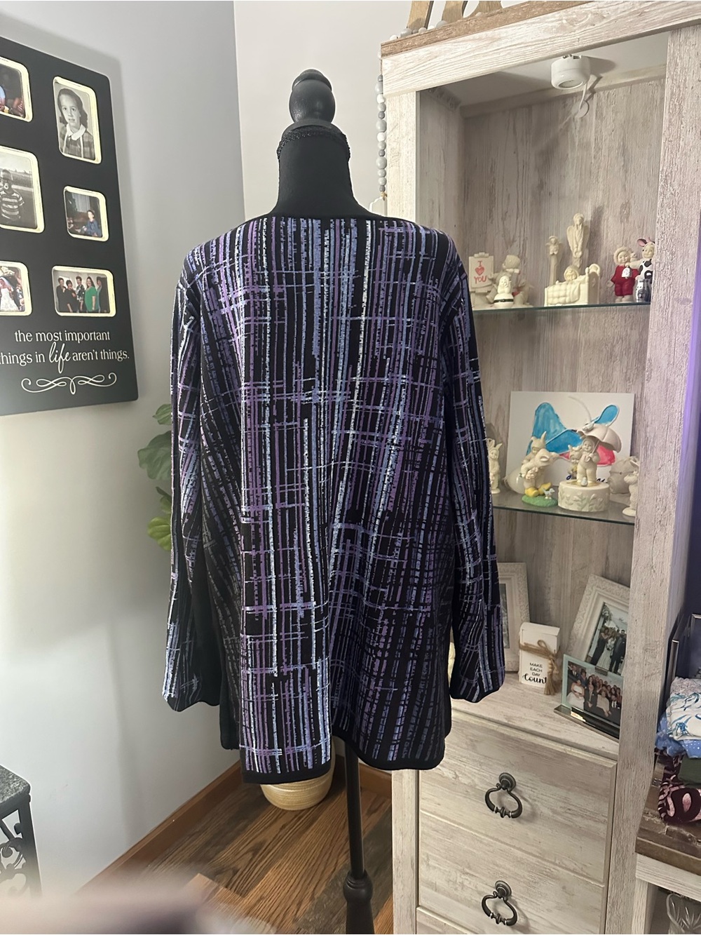 NIC+ZOE Black Long-Sleeve Top with Purple Grid Pattern - Picture 3 of 5